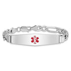 Sterling Silver Rhodium-plated Medical ID Figaro Link Bracelet