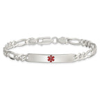 Sterling Silver Polished Medical Figaro Anchor Link ID Bracelet