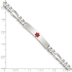 Sterling Silver Polished Medical Figaro Anchor Link ID Bracelet