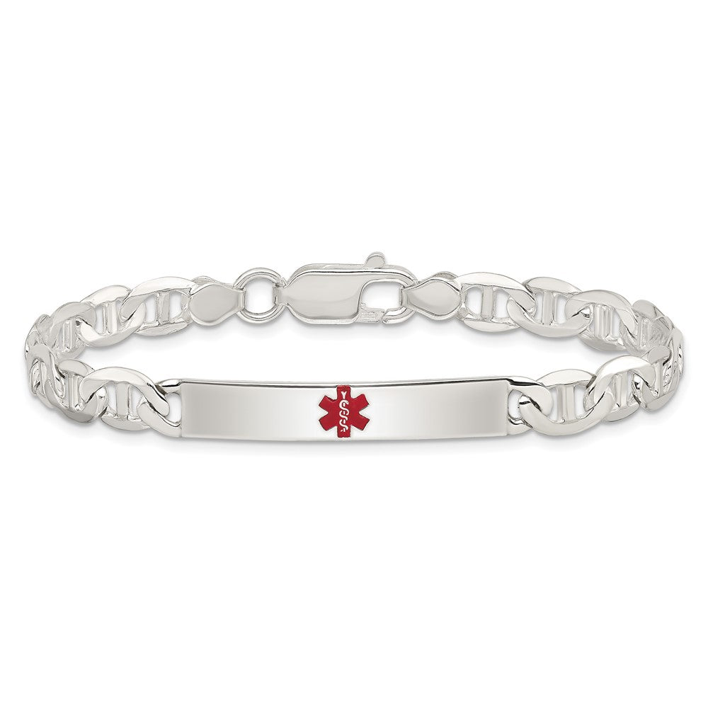 Sterling Silver Polished Medical Anchor Link ID Bracelet