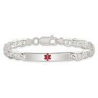 Sterling Silver Polished Medical Anchor Link ID Bracelet