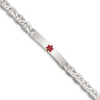Sterling Silver Polished Medical Anchor Link ID Bracelet