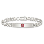 Sterling Silver Polished Medical Figaro Anchor Link ID Bracelet