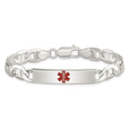Sterling Silver Polished Medical Anchor Link ID Bracelet