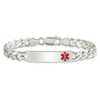 Sterling Silver Polished Medical Curb Link ID Bracelet