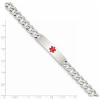 Sterling Silver Polished Medical Curb Link ID Bracelet