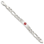Sterling Silver Polished Medical Figaro Anchor Link ID Bracelet