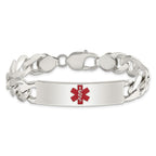 Sterling Silver Polished Medical Figaro Anchor Link ID Bracelet