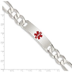 Sterling Silver Polished Medical Figaro Anchor Link ID Bracelet