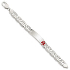 Sterling Silver Polished Medical Anchor Link ID Bracelet