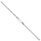 Sterling Silver Rhodium-plated Medical ID Figaro Link Bracelet