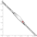 Sterling Silver Rhodium-plated Medical ID Figaro Link Bracelet