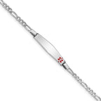 Sterling Silver Rhodium-plated Medical ID Figaro Link Bracelet