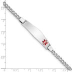 Sterling Silver Rhodium-plated Medical ID Curb Link Bracelet