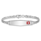 Sterling Silver Rhodium-plated Medical ID Anchor Link Bracelet