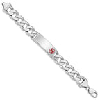 Sterling Silver Rhodium-plated Medical ID Curb Link Bracelet