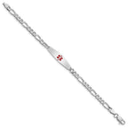 Sterling Silver Rhodium-plated Medical ID Figaro Link Bracelet