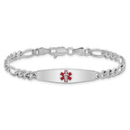 Sterling Silver Rhodium-plated Medical ID Figaro Link Bracelet