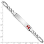 Sterling Silver Rhodium-plated Medical ID Figaro Link Bracelet