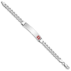 Sterling Silver Rhodium-plated Medical ID Curb Link Bracelet