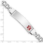 Sterling Silver Rhodium-plated Medical ID Curb Link Bracelet