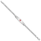 Sterling Silver Rhodium-plated Medical ID Figaro Link Bracelet