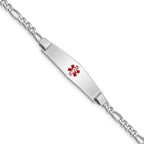 Sterling Silver Rhodium-plated Medical ID Figaro Link Bracelet