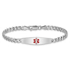Sterling Silver Rhodium-plated Medical ID Bracelet w/Curb Link