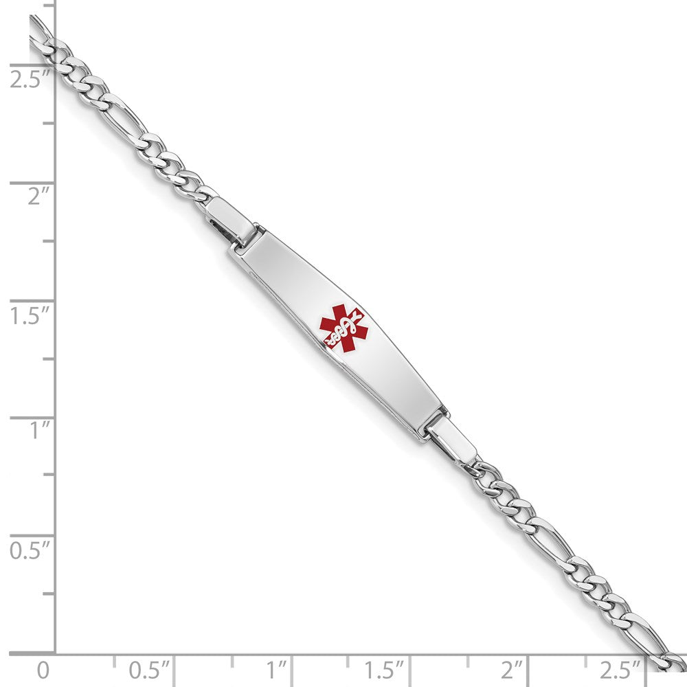 Sterling Silver Rhod-plated Children's Medical ID Bracelet w/Figaro