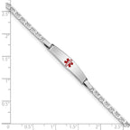 Sterling Silver Rhod-plated Children's Medical ID Anchor Link Bracelet
