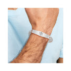 Sterling Silver Rhod-plt Non-enameled Medical ID Figaro Link Bracelet