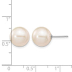 14k White Gold 10-11mm White Round Freshwater Cultured Pearl Stud Post Earrings
