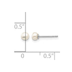 14k White Gold 3-4mm White Button Freshwater Cultured Pearl Stud Post Earrings