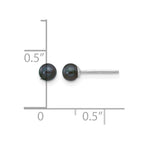 14k White Gold 3-4mm Black Round Freshwater Cultured Pearl Stud Post Earrings