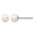 14k White Gold 4-5mm White Round Freshwater Cultured Pearl Stud Post Earrings