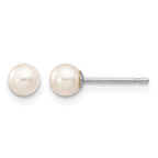 14k White Gold 4-5mm White Round Freshwater Cultured Pearl Stud Post Earrings
