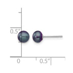 14k White Gold 5-6mm Black Button Freshwater Cultured Pearl Stud Post Earrings
