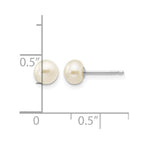 14k White Gold 5-6mm White Button Freshwater Cultured Pearl Stud Post Earrings