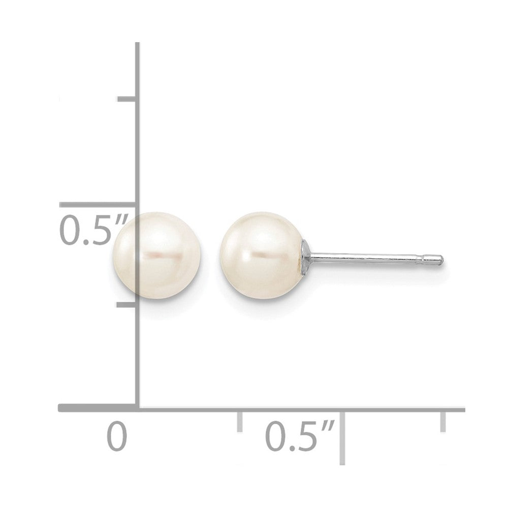 14k White Gold 5-6mm White Round Freshwater Cultured Pearl Stud Post Earrings