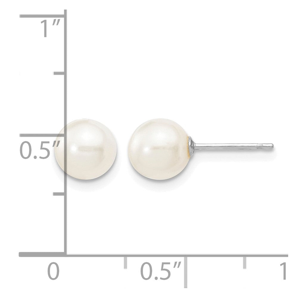 14k White Gold 6-7mm White Round Freshwater Cultured Pearl Stud Post Earrings