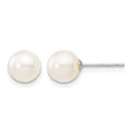 14k White Gold 6-7mm White Round Freshwater Cultured Pearl Stud Post Earrings