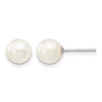 14k White Gold 6-7mm White Round Freshwater Cultured Pearl Stud Post Earrings