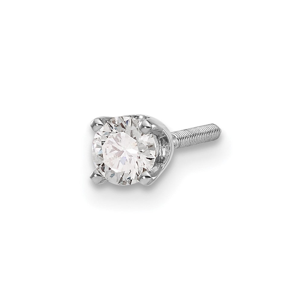 14k White Gold 1/4 carat Single Stud AA Diamond Earring