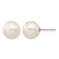 14k White Gold 9-10mm White Round Freshwater Cultured Pearl Stud Post Earrings