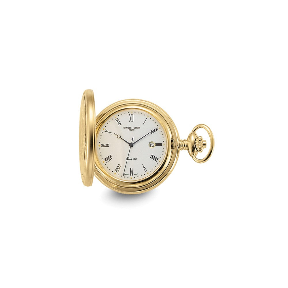 Charles Hubert Gold-finish Off-White Dial with Date Pocket Watch
