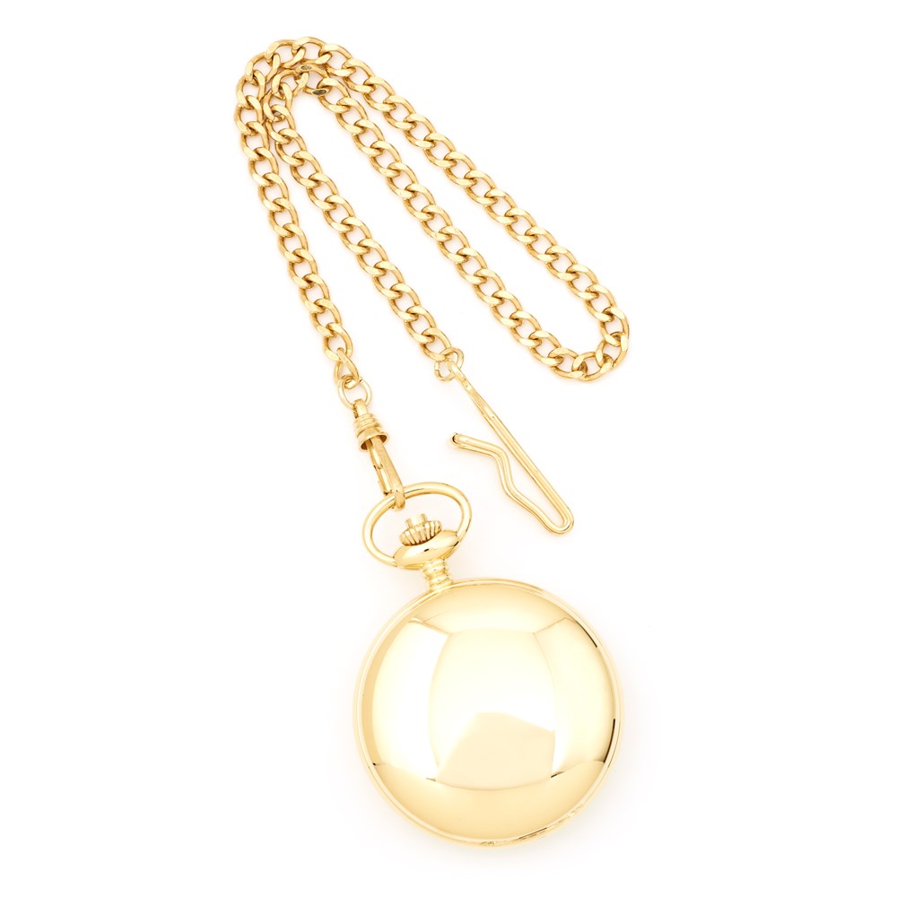 Charles Hubert 14k Gold-finish White Skeleton Dial Pocket Watch