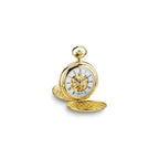 Charles Hubert 14k Gold-finish White Skeleton Dial Pocket Watch