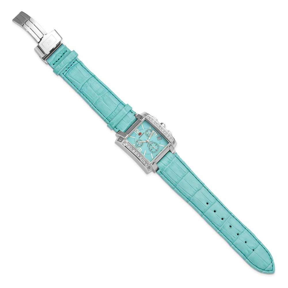 Ladies Mountroyal Blue Leather CZ Chrono Watch