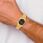 Mens Charles Hubert IP-plated Black Dial Watch