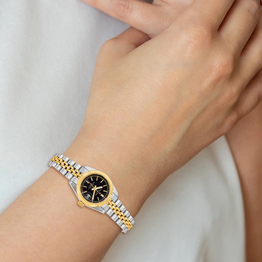 Ladies Charles Hubert IP-plated Two-tone 26mm Black Dial Watch